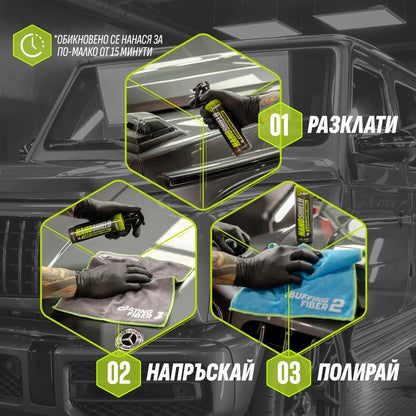 NanoShield - Спрей с графен, керамичен слой и силикон за полиране и защита на автомобилната боя