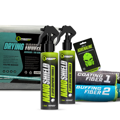 QuickFlex Bundle  2× NanoShield • 1× Кърпа за подсушаване • 1× Ароматизатор